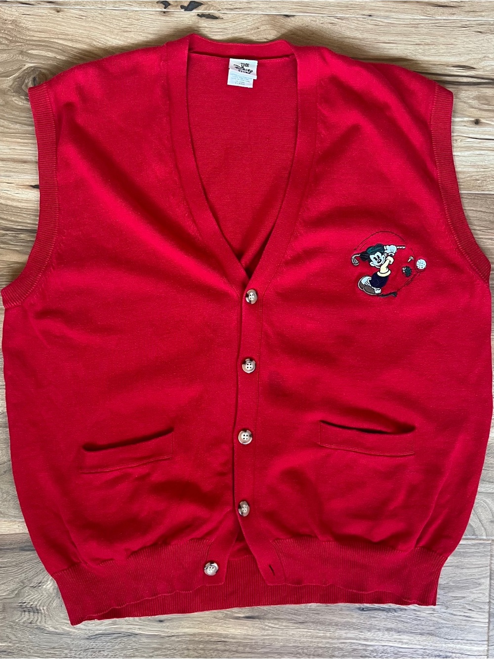 Vintage Mickey Mouse Golf Sweater XL Red Vest